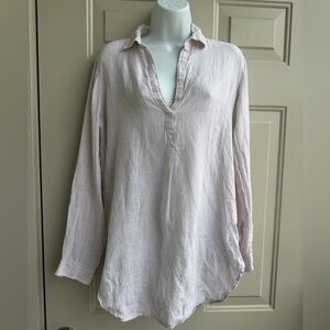 GAP 100% Linen Coastal Grandma Oversized Tunic Shirt Blush Pink Size S